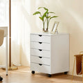 White Five Drawer Rolling Storage Cabinet