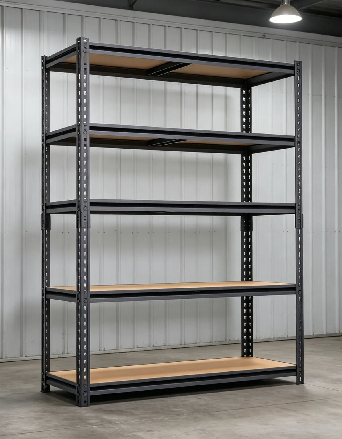 Five-Shelf Black Metal Garage Storage Rack