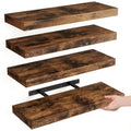 Rustic Brown Wood-Look Floating Wall Shelves Set