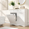 White Tilt-Out Hamper Cabinet with Two Top Drawers