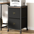 Two Drawer Rolling File Cabinet in Black Fabric