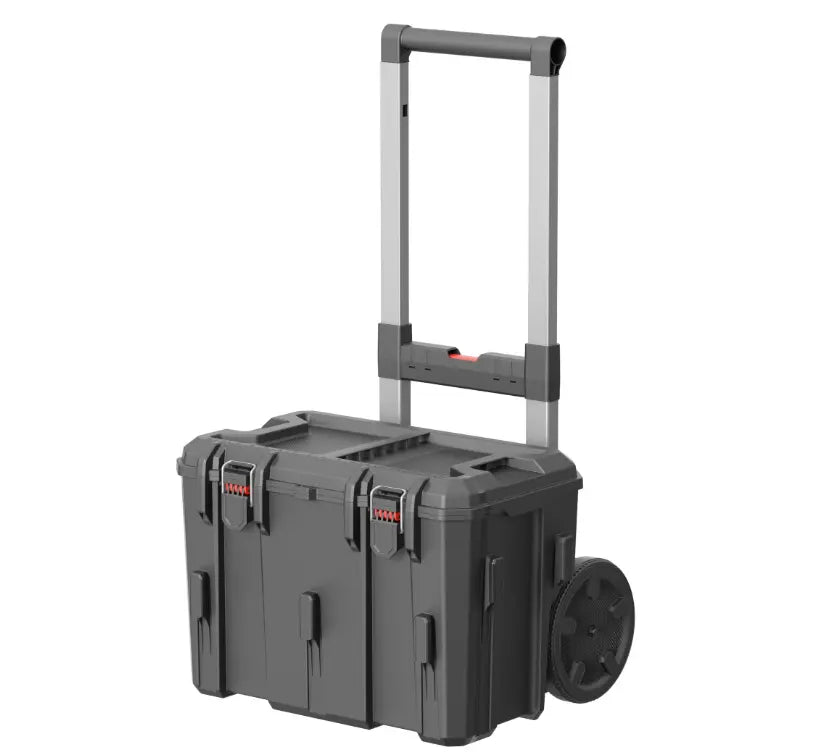 Dark Grey Rolling Tool Box With Telescoping Handle