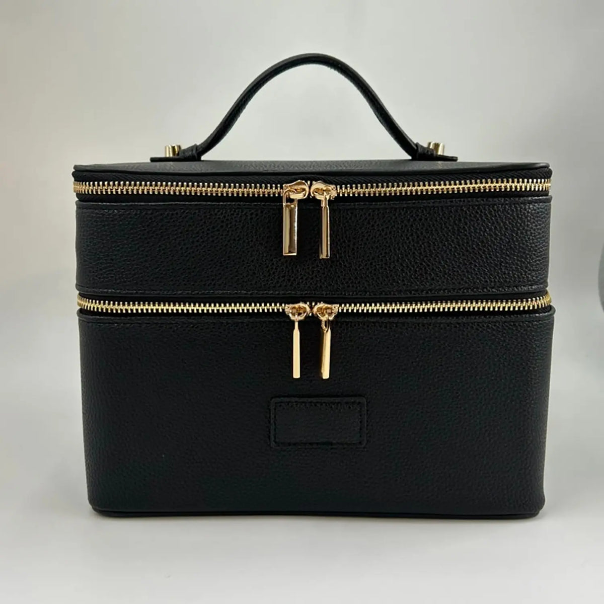 Pink Two-Tier Zip Cosmetic Case with Top Handle