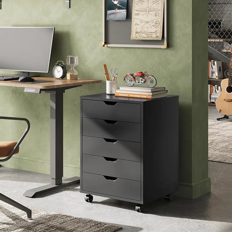 White Five Drawer Rolling Storage Cabinet