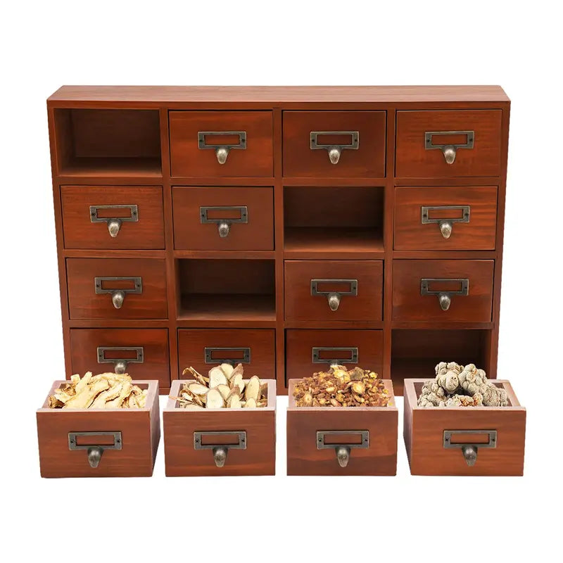 Wooden 16-Drawer Tabletop Organizer Cabinet