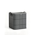 Gray Grid-Pattern Zip Storage Bag with Handles