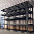 Wide Black Metal Five-Tier Shelving Unit