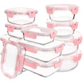 Glass Food Containers with Pink Locking Lids
