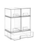 Clear Stackable Drawer Organizer Set with Handles