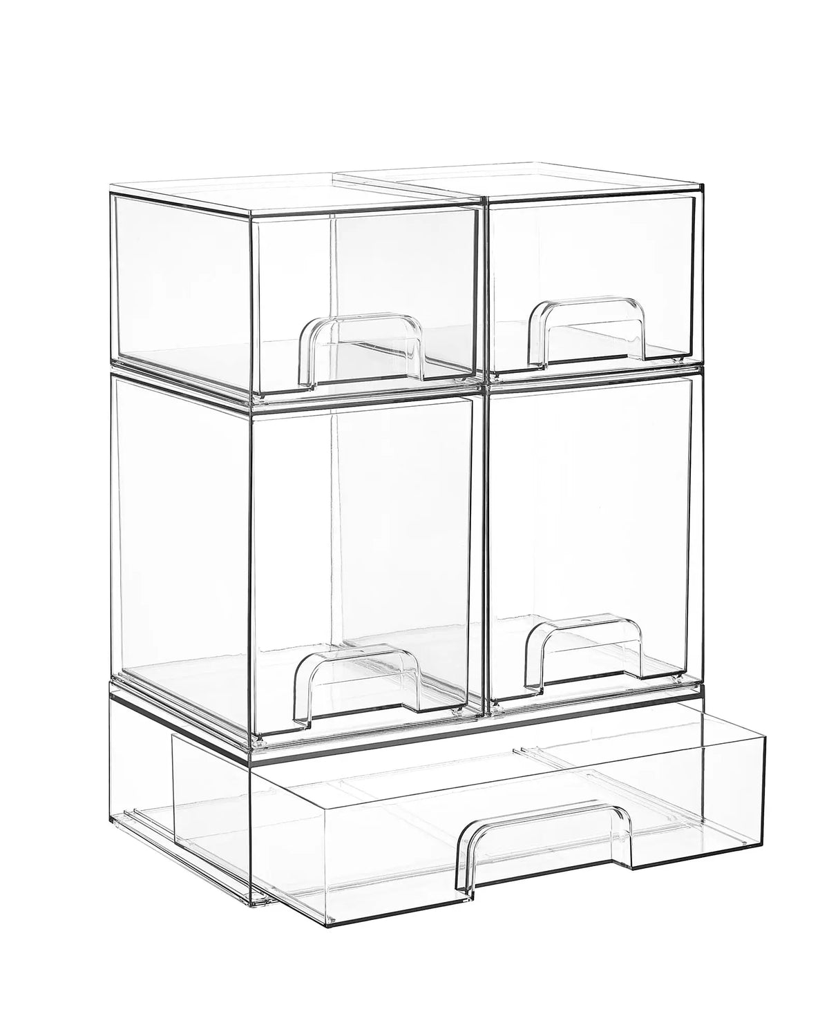 Clear Stackable Drawer Organizer Set with Handles