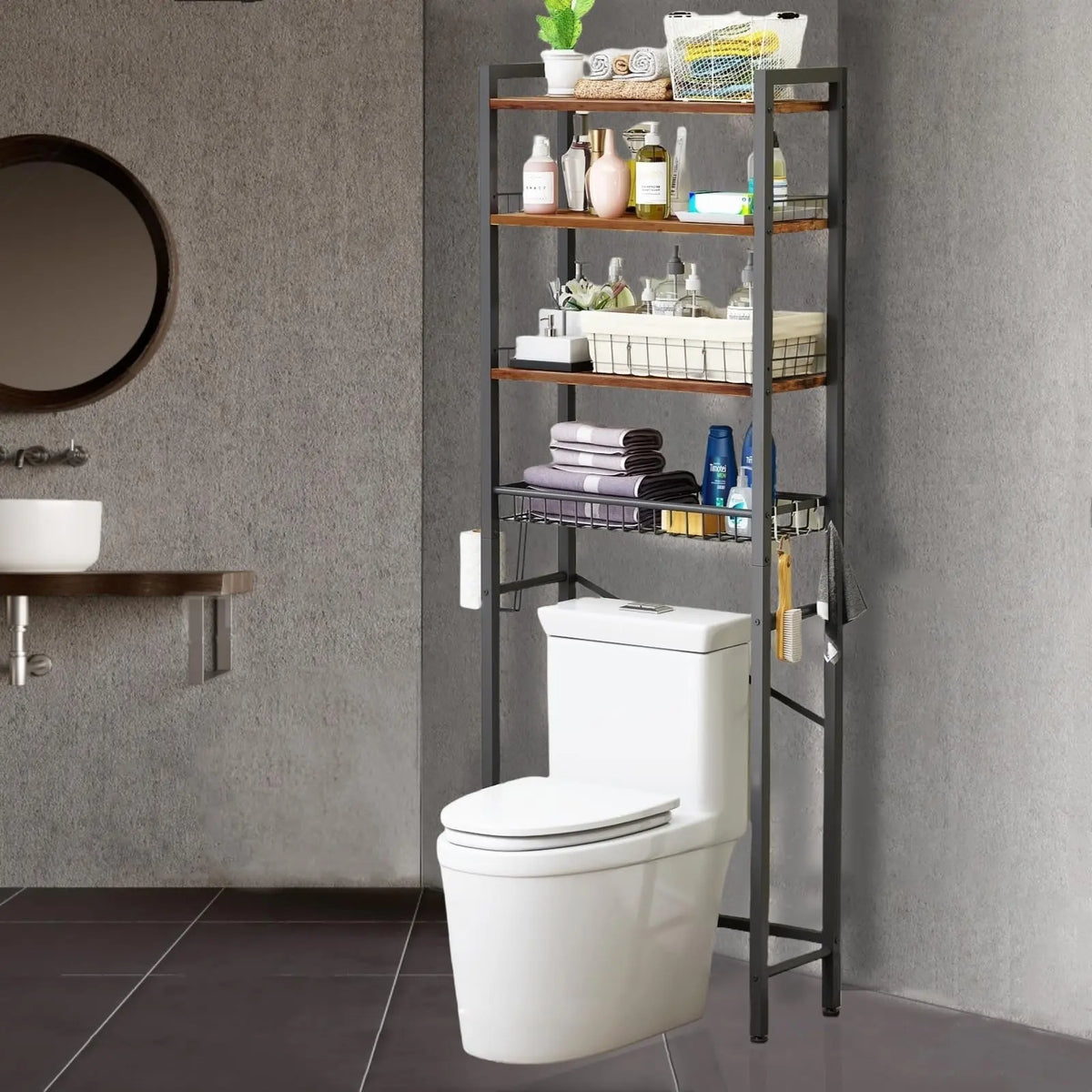 Four-Tier Over-Toilet Bathroom Shelf Rack