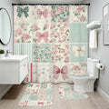 Pastel Bow and Rose Shower Curtain Bath Set