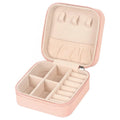 Pink Faux Leather Zip Travel Jewelry Case