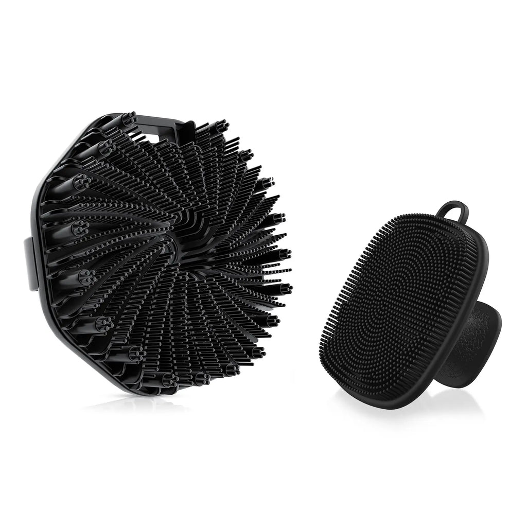 Black Silicone Body and Face Scrubber Brush Set