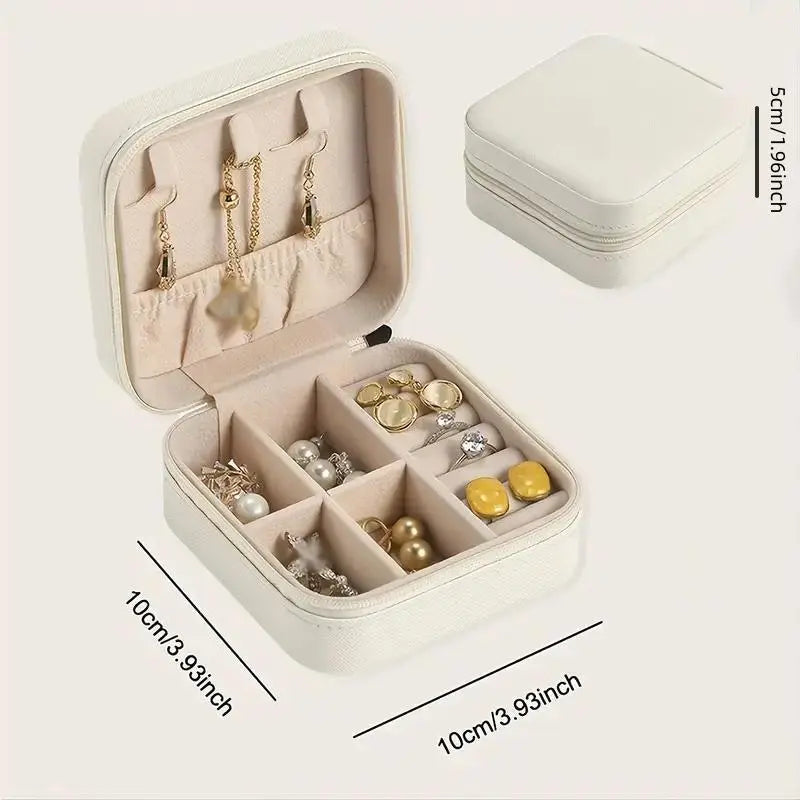 Pink Faux Leather Zip Travel Jewelry Case