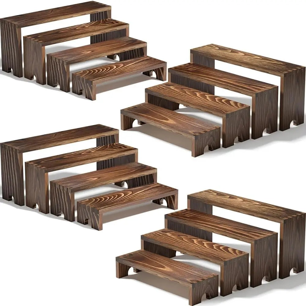 Stepped Dark Wood Display Riser Sets