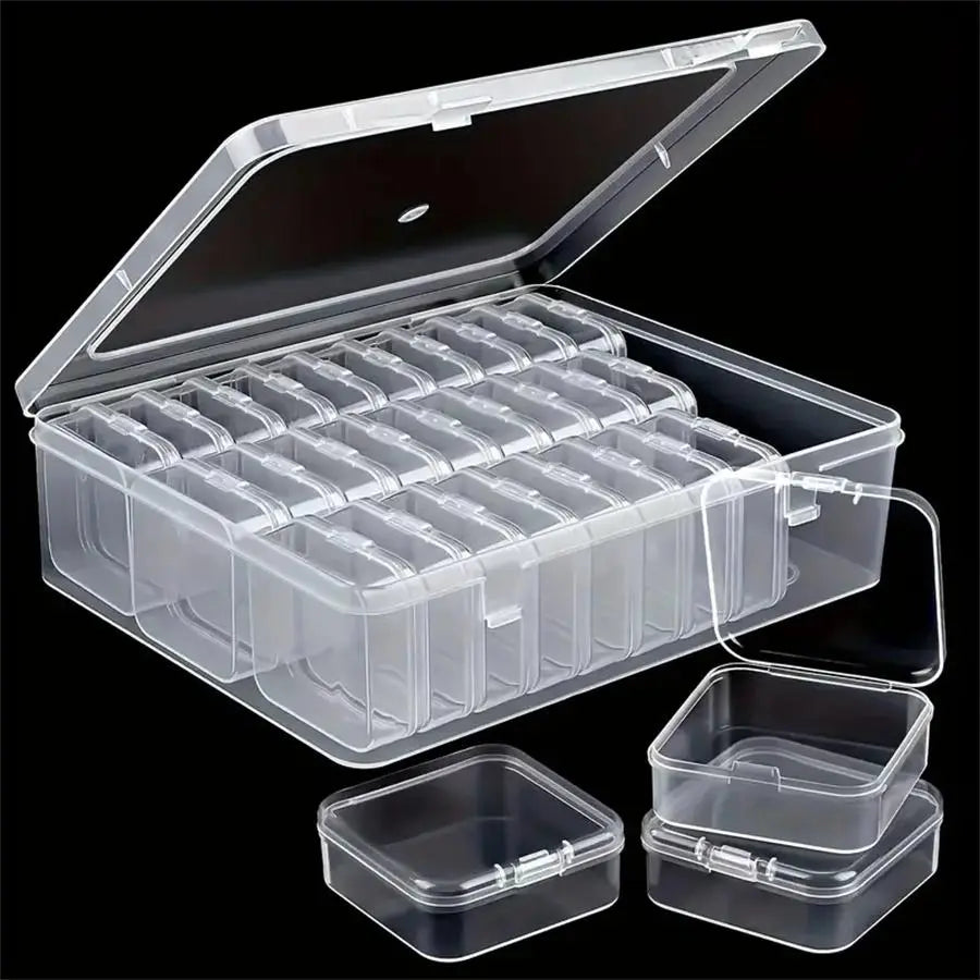 Clear Plastic Bead Storage Case with Small Lidded Boxes