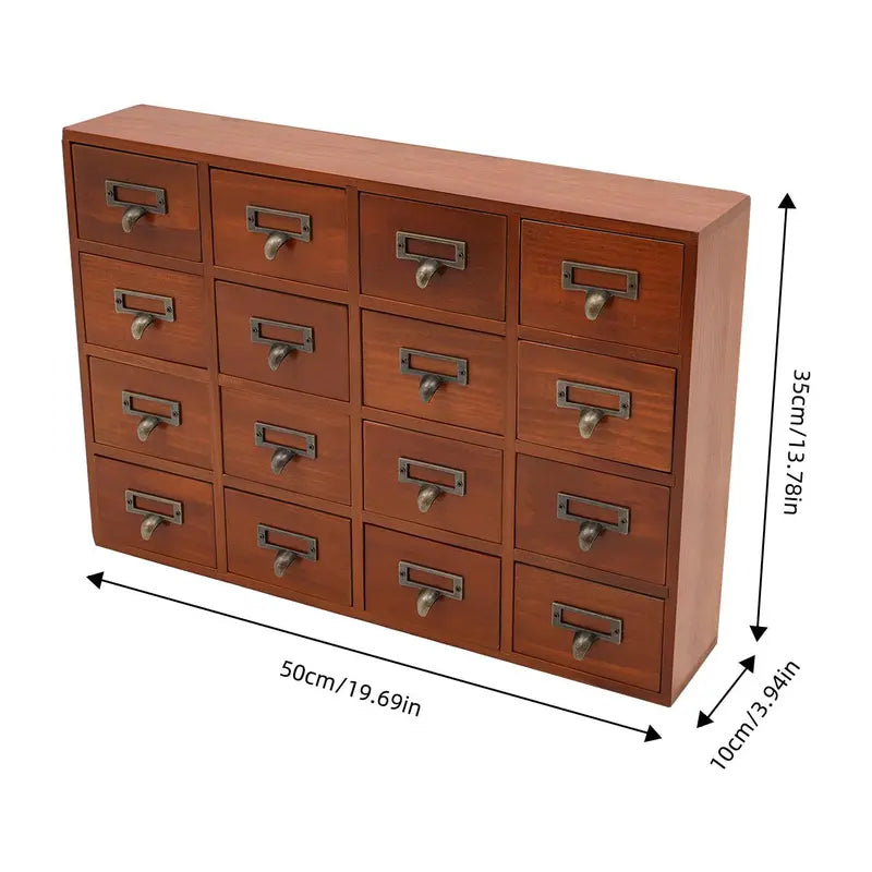 Wooden 16-Drawer Tabletop Organizer Cabinet