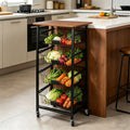Four-Tier Rolling Kitchen Cart with Wire Baskets