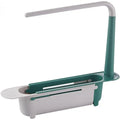 Extendable Green and Grey Sink Caddy with Hanging Rod