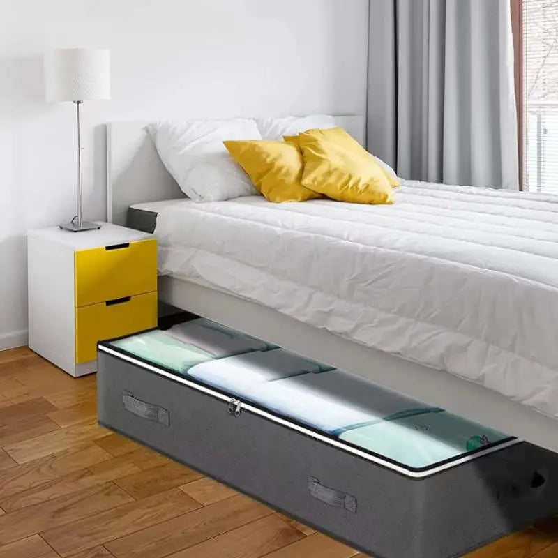 Grey Fabric Under Bed Storage Bag with Zipper