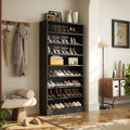 Tall Black Shoe Cabinet with Open Shelves