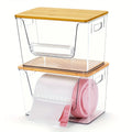 Stackable Clear Bins With Bamboo Lids