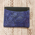 Blue Tooled Leather Wall Pocket Organizer