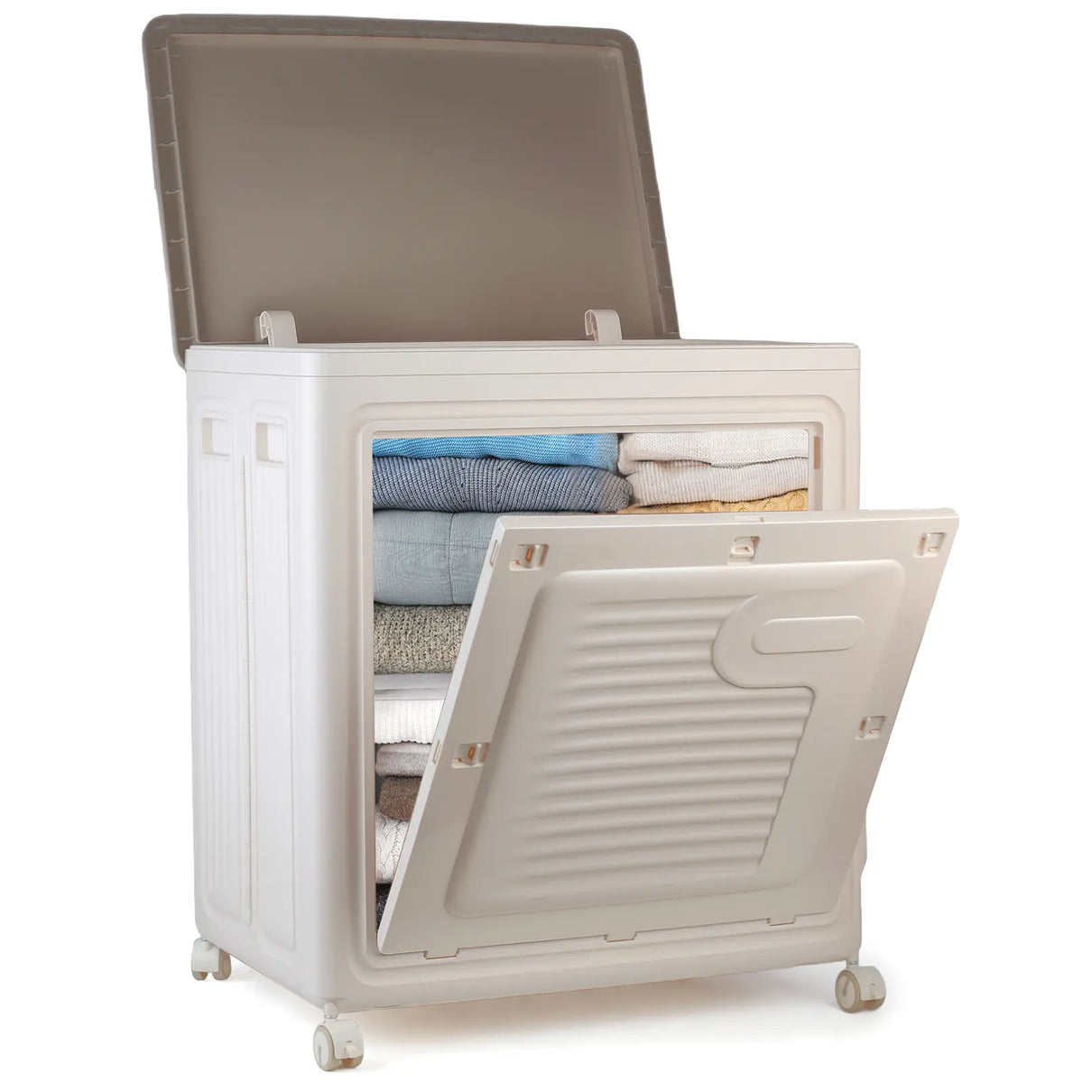 Beige Plastic Storage Chest with Front Door