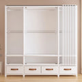 White Portable Wardrobe with Rods and Drawers