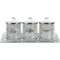 Crushed Crystal Canister Trio with Mirrored Tray