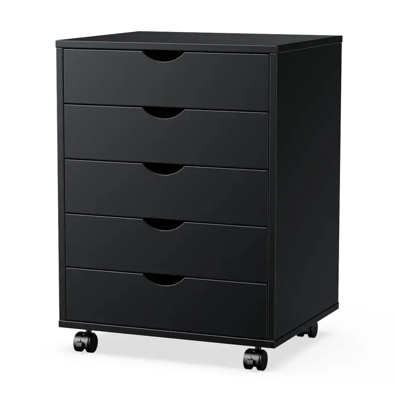 White Five Drawer Rolling Storage Cabinet