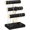 Three-Tier Jewelry Stand with Black Velvet Bars