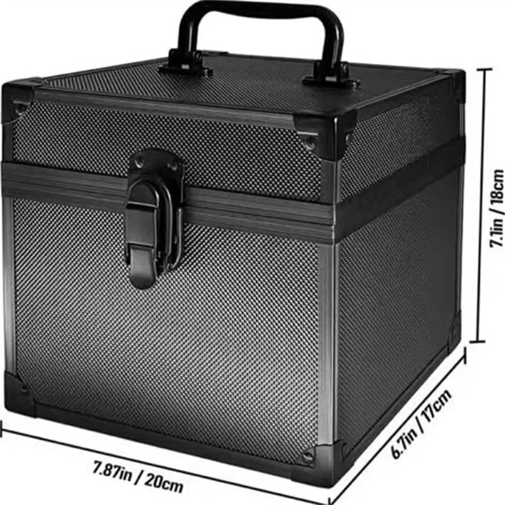 Black Textured Metal Storage Case With Handle