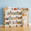 Light Wood Toy Organizer with White Bins