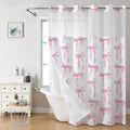 Pink Bow Print Shower Curtain with Mesh Top