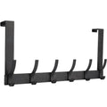 Matte Black Over-the-Door Six-Hook Rack