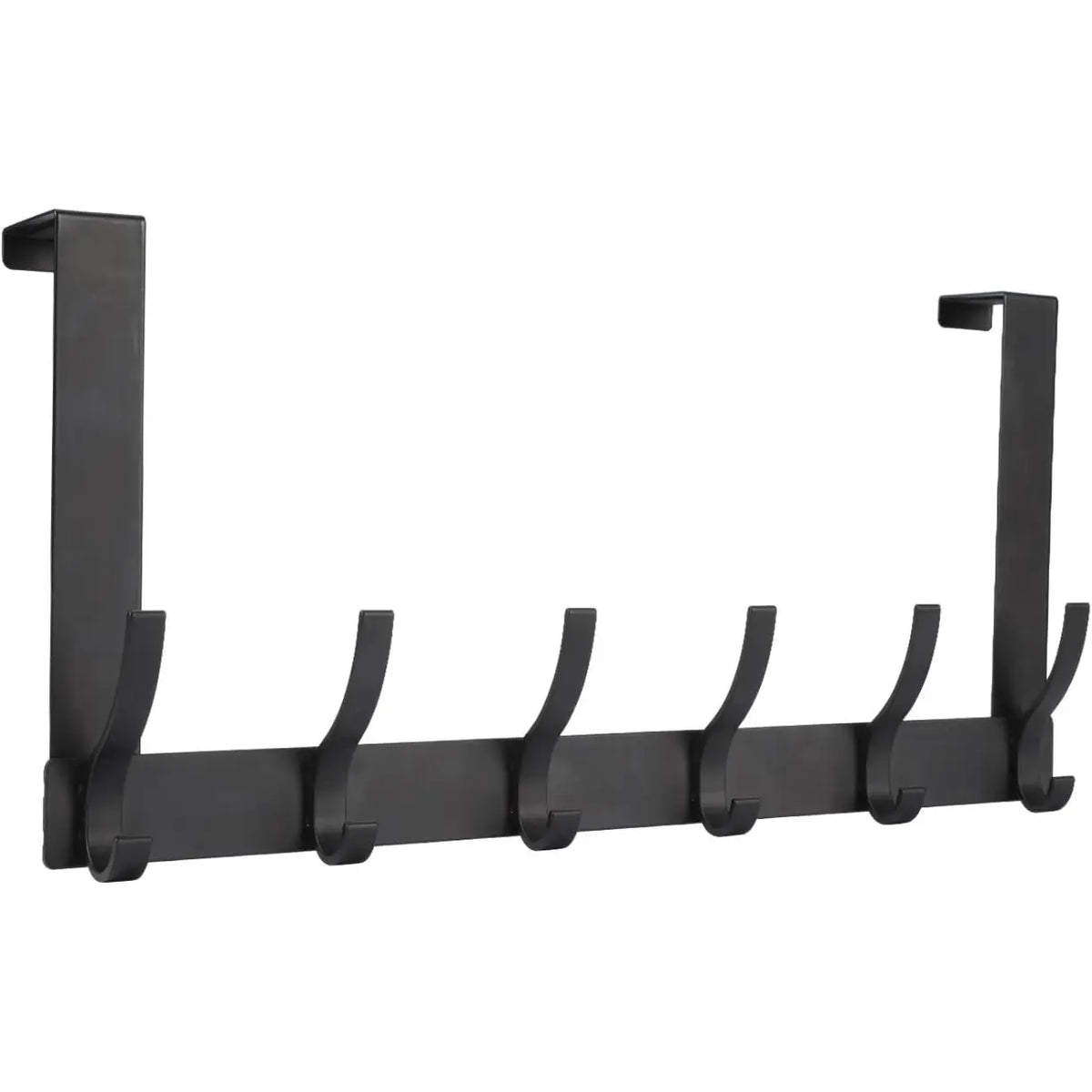 Matte Black Over-the-Door Six-Hook Rack