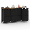 Four-Section Laundry Sorter with Black Fabric Bags