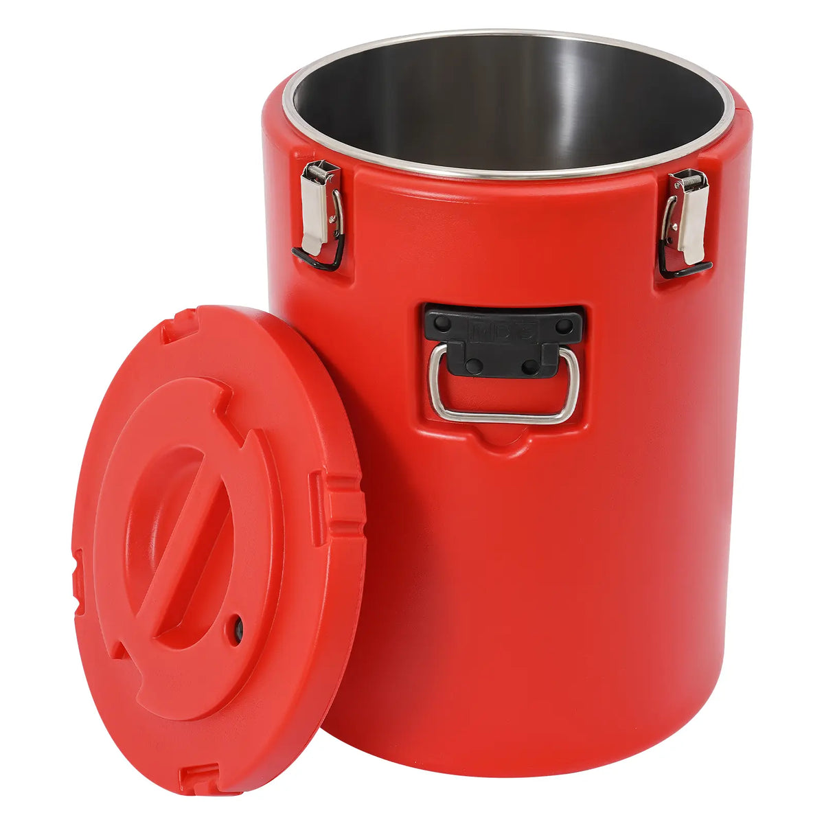 Red Insulated Round Container with Steel Liner and Lid