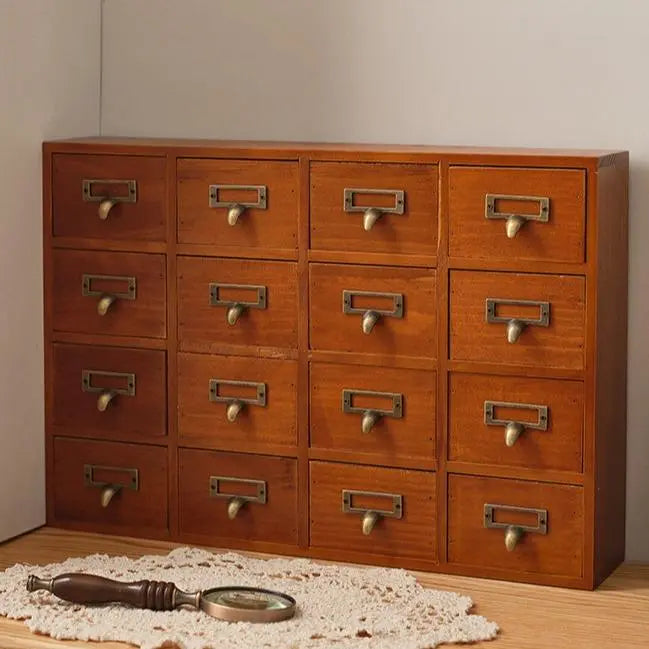 Wooden 16-Drawer Tabletop Organizer Cabinet